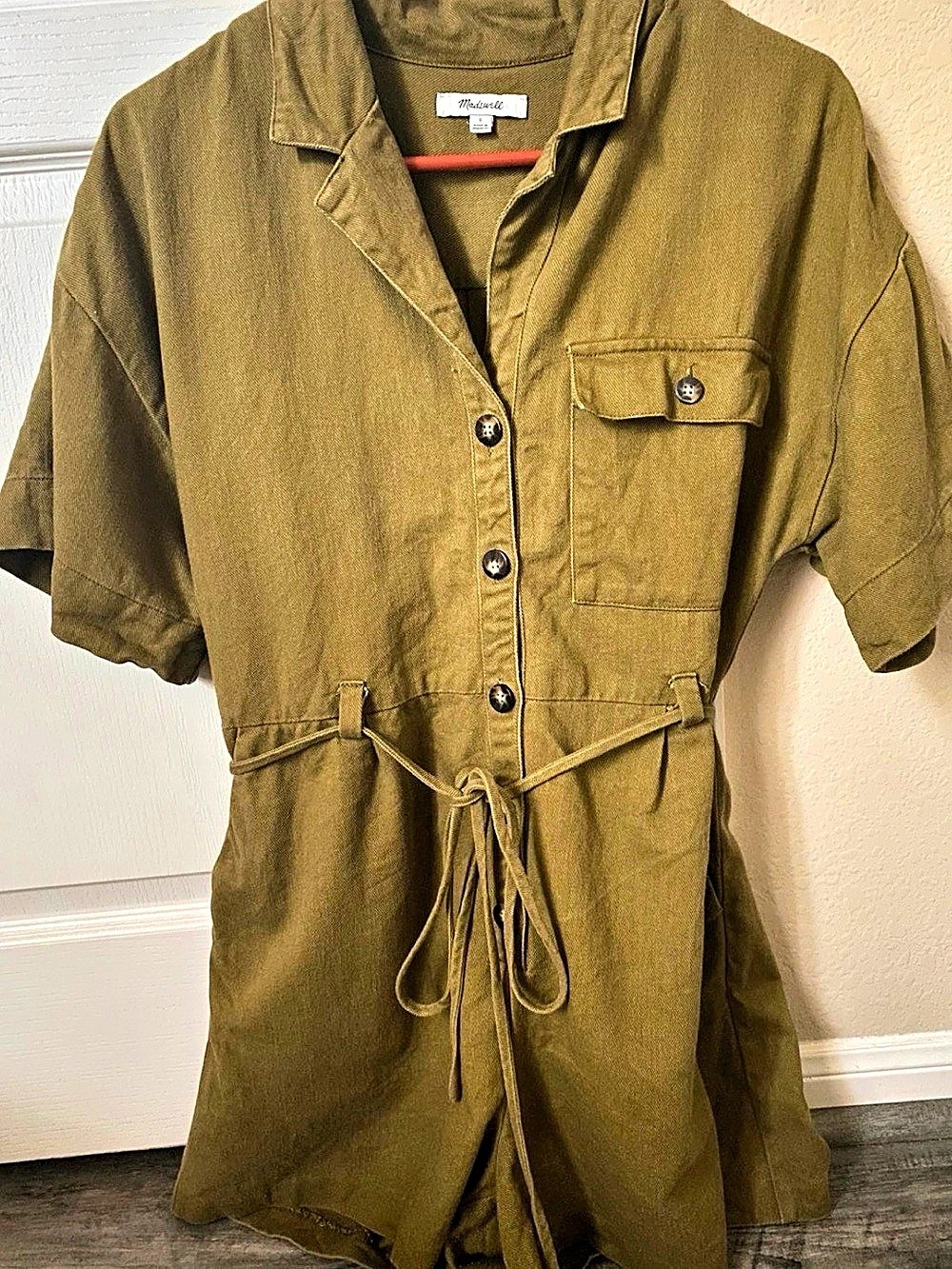 Madewell Olive Green Utility Romper Brown Size Small